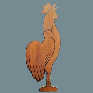 Vintage 1960s Yorkraft 24" Tall Woodcut Rooster Wall Hanging